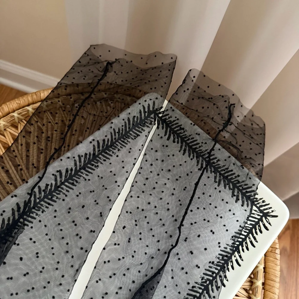 Black Mesh Sheer Polka Dot High Calf Socks - Picture 3 of 5